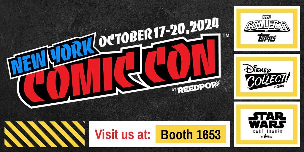 ToppsDigital's tweet photo. .@NY_Comic_Con 2024 is almost here! The “Topps Factory” will be back in Booth 1653 October 17-20 with plenty of giveaways, prizes, &amp; more! #NYCC2024 #NYCC https://t.co/WRCrjrwazi