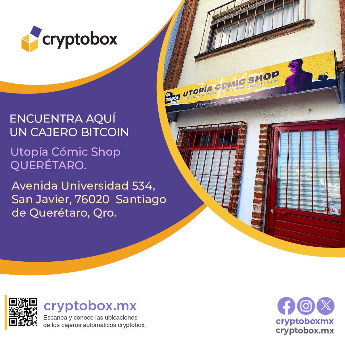 cryptoboxMX's tweet image. ¿Eres nuevo en el mundo de bitcoin? 🤔 ¡No te preocupes! Con Cryptobox comprar bitcoin es fácil y seguro, no te preocupes si eres principiante. 💸 ¡Ven a Utopía Comic Shop en Querétaro y descúbrelo por ti mismo! 
.
.
.
#CompraCripto #CriptoParaTodos #IntuitivoYSeguro