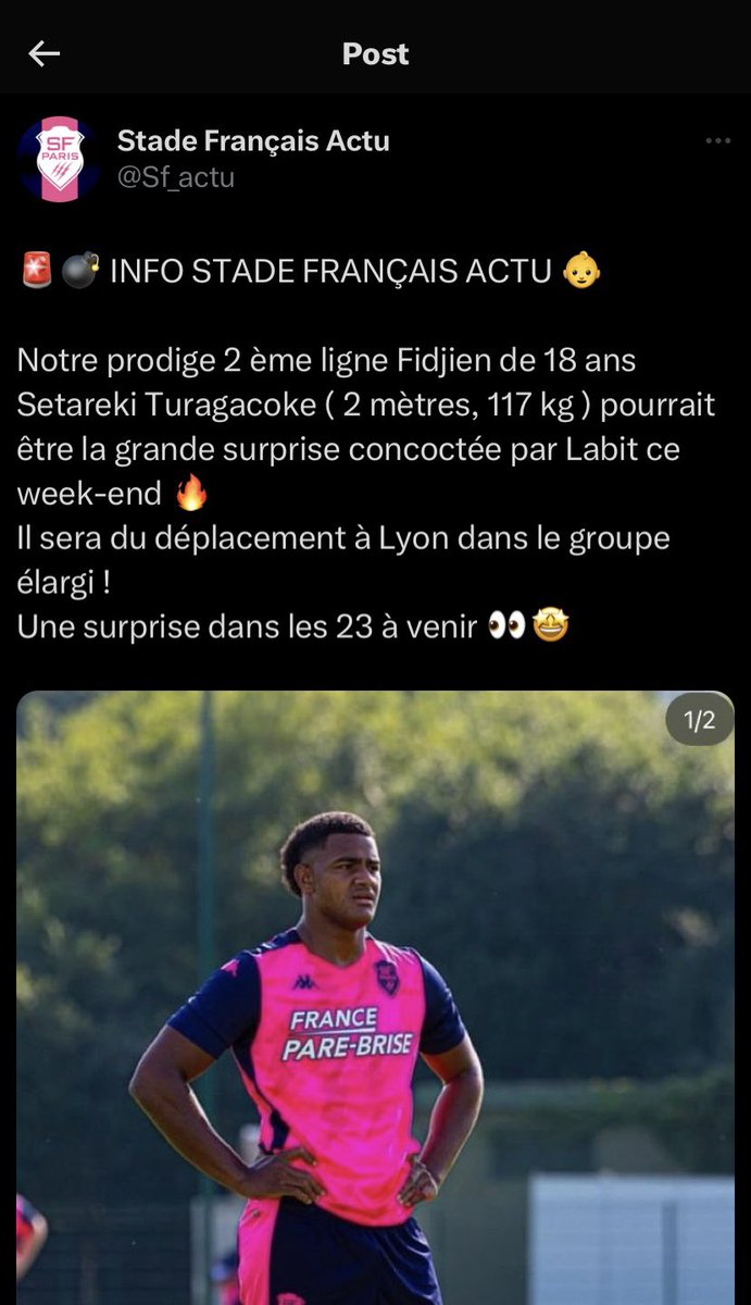 Annoncé en Exclusivité hier, grande première pour Setareki Turagacoke 🥹🔥

1 ère cette saison pour Scelzo titulaire en 8 🇦🇷
Koffi enchaîne, Meité sur le banc !
Gimbert et Foursans a vous ! 
Carbonel retrouve le 🔟 🥳

Vos avis sur cette compo ? ⬇️