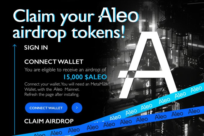 EvangChubby's tweet photo. Claim Airdrops 🎁
Claim 15,000 $ALEO
STEP 1 : 🩶 &amp; 🔁 
STEP 2 : Connect your wallet
First 5000 wallets 
Join it : https://t.co/iEUcHXrbaT

#Airdrop #Staking $NEIRO $SUI $SOL $SCR $PEPE $ETH $DOGS $HMSTR $POPCAT $TITANX $USDT $WIF $MATIC $FIL $TIA $CHZ $HOT $IOTX $SC $AXS https://t.co/E7BUXJmEMR