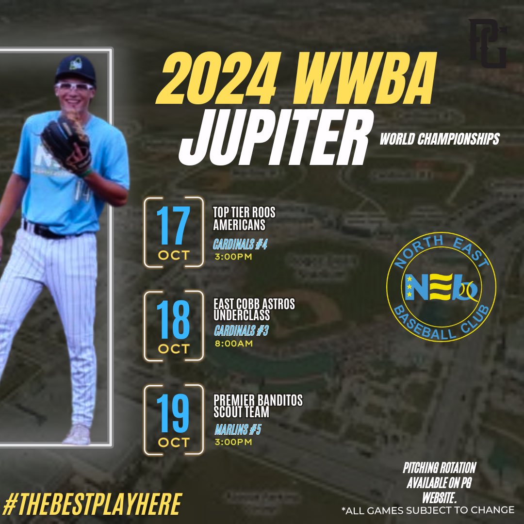 Updated Schedule for NEB next weekend at PG World Championships in Jupiter. 

#rollNEB #TheBestPlayHere