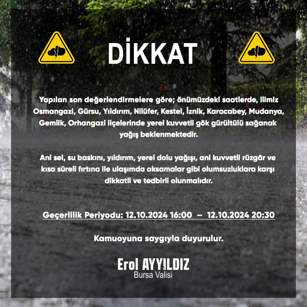 Meteorolojik Uyarı ‼️