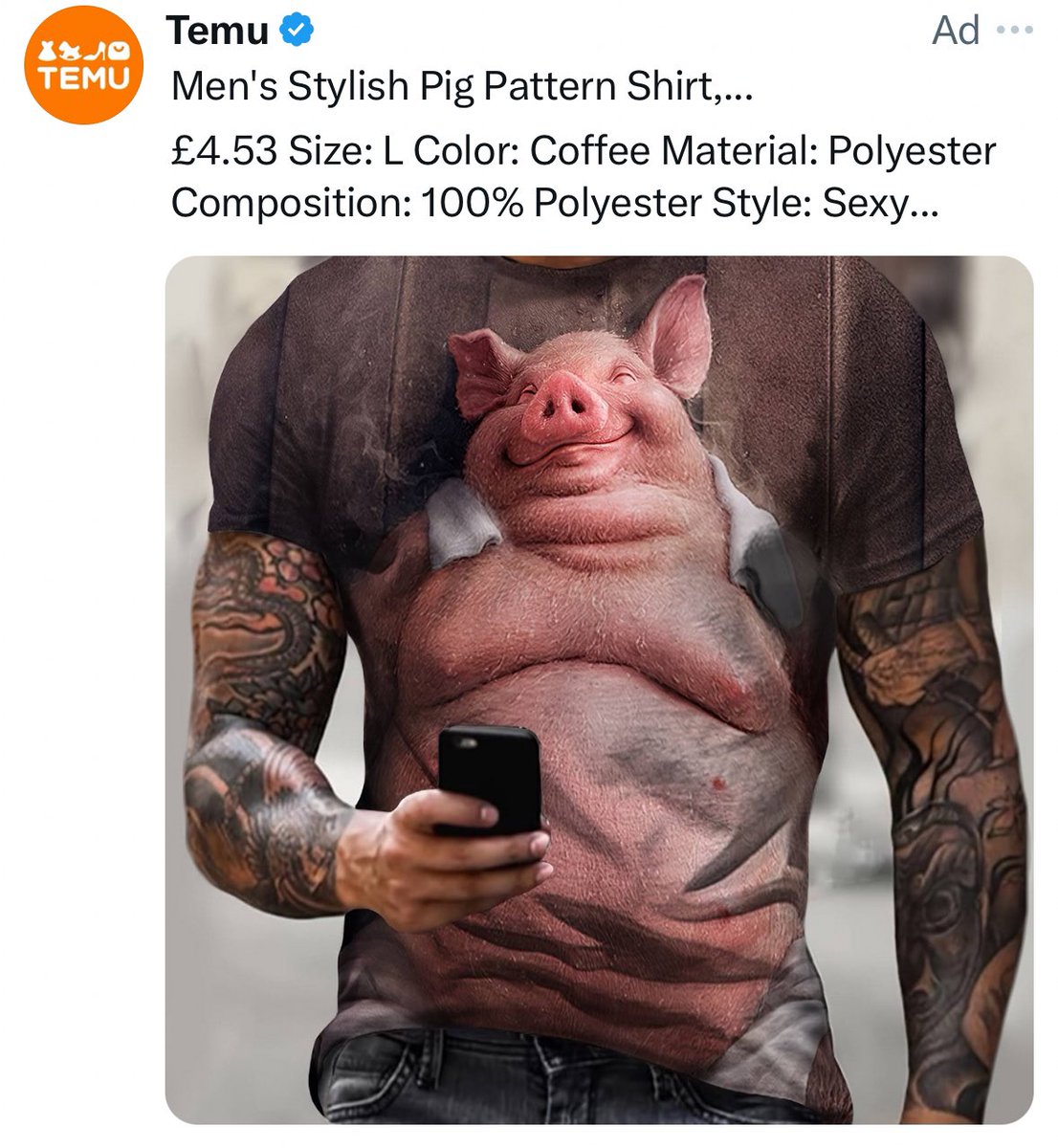 TF do I get this vile POS off my timeline! It’s gross. Can’t stand Temu or their products