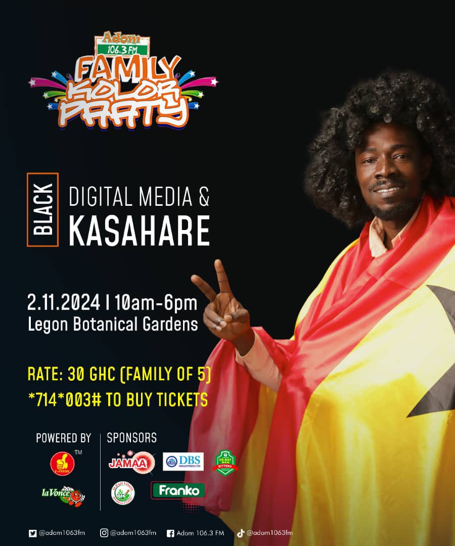 Asempa947_FM's tweet photo. Adomfm Kolor Paaty happening on the 2nd Of November 2024 at the @LegonBotanicalG
Tickets are fast selling click on the link below to purchase yours for a family of 5 for only 30cedis
https://t.co/XJrWtMk17T
Artist on
@stonebwoy @popeskinnyGH #RAPFADA #MavisAsante https://t.co/Sl37rkUcEV