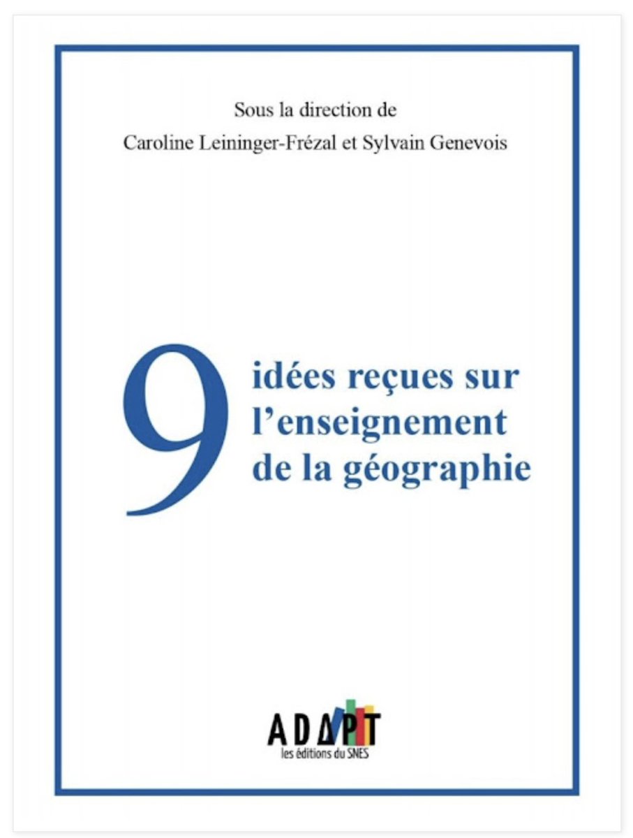 Participation à l'écriture de l'ouvrage « 9 idées reçues sur l’enseignement de la géographie ». Sous la direction de Caroline Leininger-Frézal <a href="/CarolineFrezal/">Caroline Leininger-Frezal</a> et Sylvain Genevois <a href="/mirbole01/">Sylvain Genevois</a>. Avec <a href="/geoencartable/">Aurore Lecomte</a> ; @JulieMa94719081; @cedric_naudet didageo.blogspot.com/2024/10/9-idee…