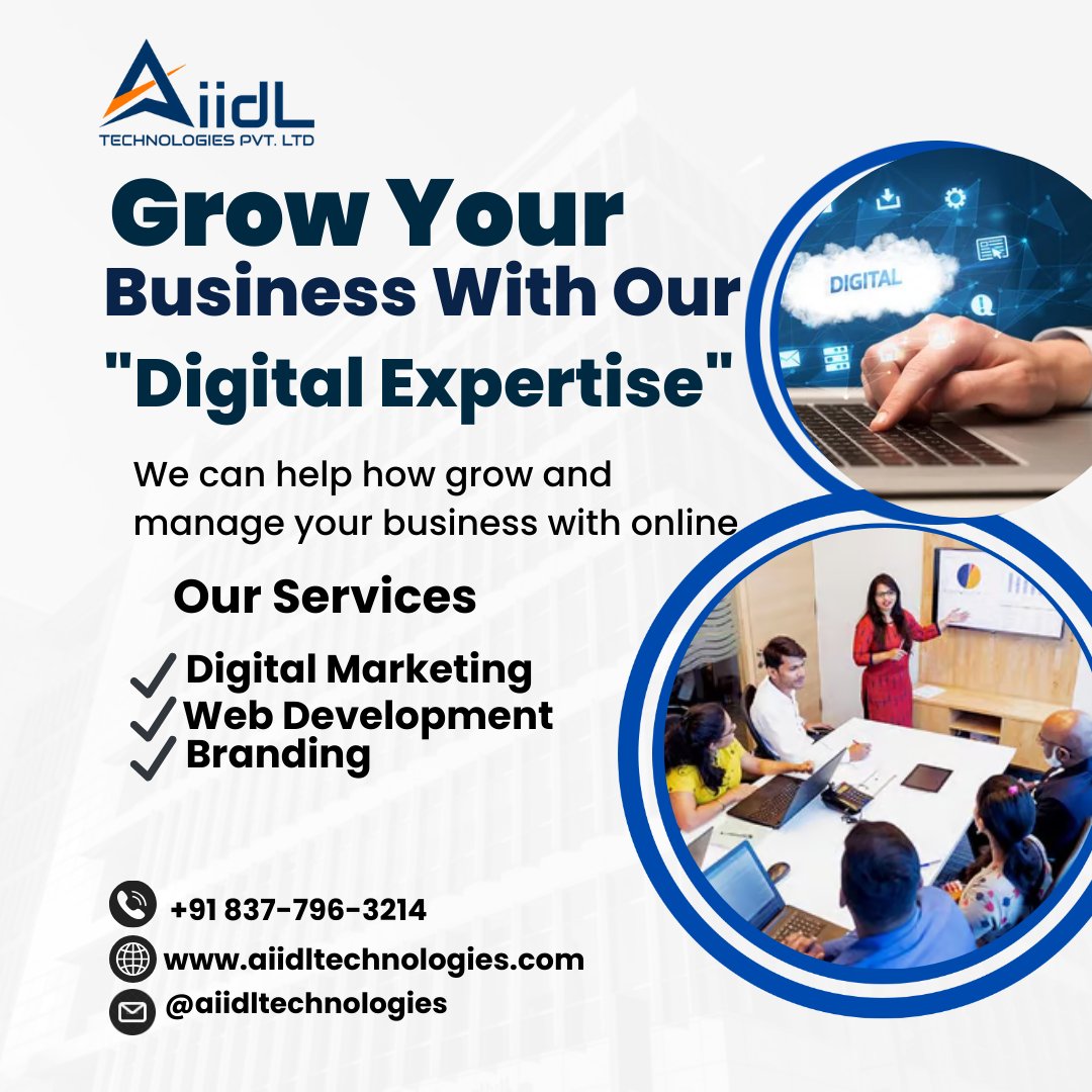 Grow Your Business With Our "Digital Expertise"
or more details 
☎: +91 8377963214
📧 : info@aiidltechnologies.com
🌍: aiidltechnologies.com
#DigitalMarketing #GrowYourBusiness #facebookadstips #facebookads #marketingstrategy #digitalmarketingstrategy #aiidltechnologies