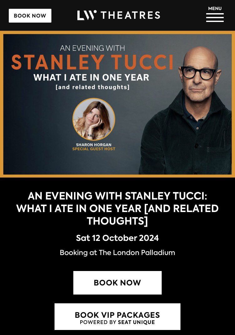 ThanhmaiUK's tweet photo. Starting the 🎉birthday week 🎉off strong with Stanley Tucci in conversation @LondonPalladium tonight. 
Loved his last talk so really happy to be going to this one - and to get a copy of the new book #WhatIAteinOneYear @FigTreePenguin @PenguinUKBooks https://t.co/waNaSyCeb9