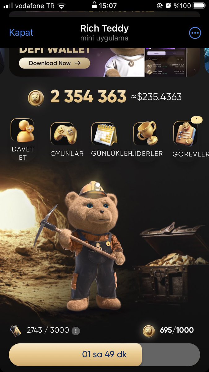 t.me/richteddy_bot/…

Merhaba! 🤝
Harika gelecekteki ürünlere sahip yeni bir tap uygulaması, madencilik aşamasını başlattı! Rich Teddy'ye referans linkimi kullanarak katıl ve uygulamayı başlatan ilk 200,000 kullanıcıdan biri olarak 250,000 BTCt kazan