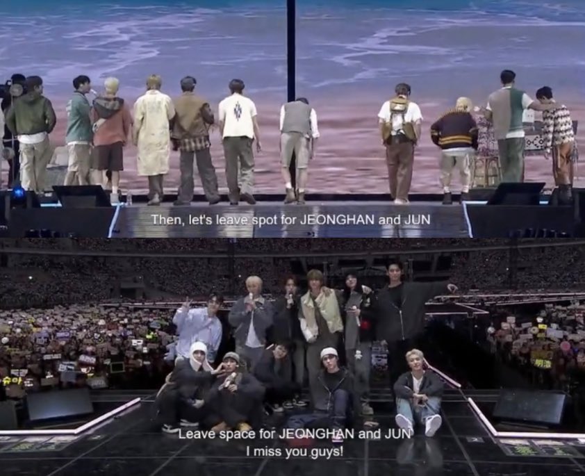 “lets leave a spot for jeonghan and jun”

“leave a space for jeongjan and jun! i miss you guys”

no one loves seventeen more than seventeen themselves 🥺🫂