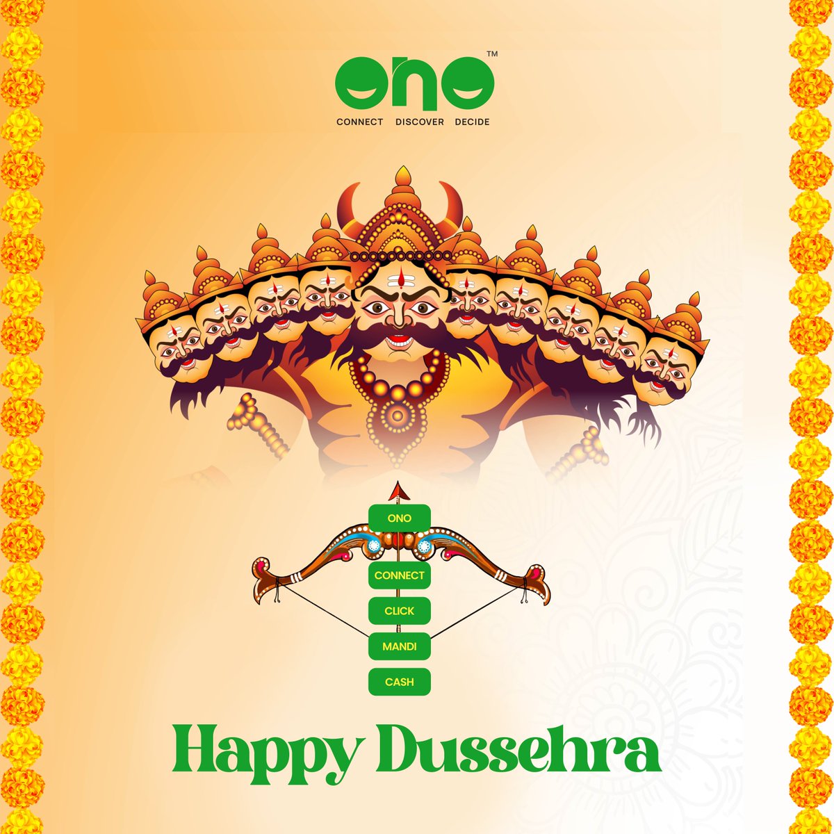 OnoArk's tweet photo. Wishing everyone a Happy Dussehra from ONO! 🌟

As we celebrate the triumph of good over evil, let’s also embrace innovation and progress. ONO empowers farmers, traders, and agents to conquer their challenges with its innovative solutions.🌱🚜

#HappyDussehra #ONO #Innovation https://t.co/txQdzzlpTn