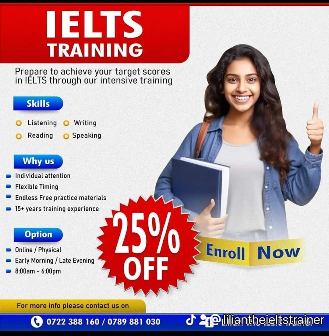 Lilian_Isindu's tweet photo. IELTS preparation. Book your slot now https://t.co/eC07AiKJzz