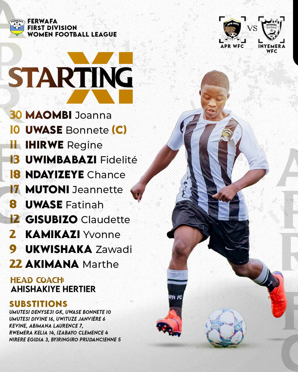 APRFCWOMEN's tweet photo. Abakinnyi 11 babanza mu kibuga.
#APRWFC https://t.co/2fnBnXMeUw