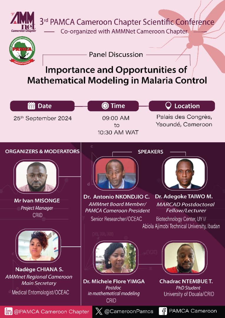 CameroonPamca's tweet photo. It was an Explosive and Exciting #Symposium organized &amp; chaired by @IvanMisonge &amp; @ChianaNadou on the theme: "Importance and Opportunities of #Modeling in #Malaria Control". Lots of positive feedback and interest from the audience.

#PAMCACameroon2024

@CameroonPamca @AMMnetwork https://t.co/uXN0DwzBLS