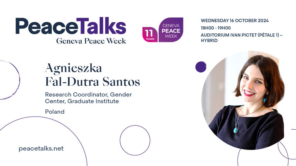 PeaceTalks (@peacetalkstweet) on Twitter photo Peacebuilding expert <a href="/AgnieszkaFal/">Agnieszka Fal-Dutra Santos (she/her)</a>, has over 10 years of experience in strategic & program management, policy-oriented research, advocacy, capacity-building, implementation & monitoring of the Women, Peace & Security agenda. Watch her at the #PeaceTalksGPW bit.ly/4euSjfe Peacebuilding expert <a href="/AgnieszkaFal/">Agnieszka Fal-Dutra Santos (she/her)</a>, has over 10 years of experience in strategic & program management, policy-oriented research, advocacy, capacity-building, implementation & monitoring of the Women, Peace & Security agenda. Watch her at the #PeaceTalksGPW bit.ly/4euSjfe