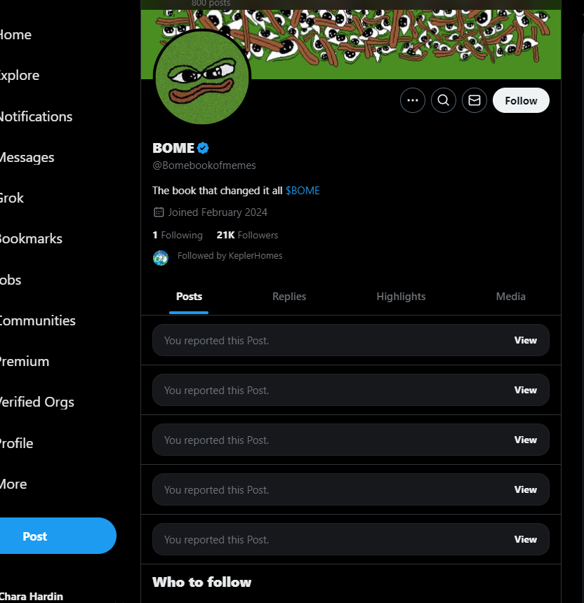 CharaHardi4545's tweet photo. @queen_pepe @Bomebookofmemes @CommunityNotes @Darkfarms1 @BOMEunofficial Went all in, hope this bastard gets banned https://t.co/pZoe3A1mqw