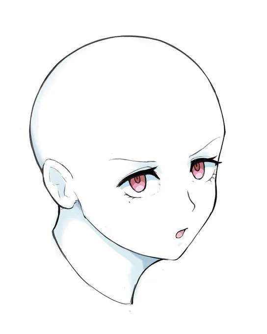 斜め顔描きたいな～ってしばしばこんなの描くけど目の形と耳周りの描き方が納得いかんのよ