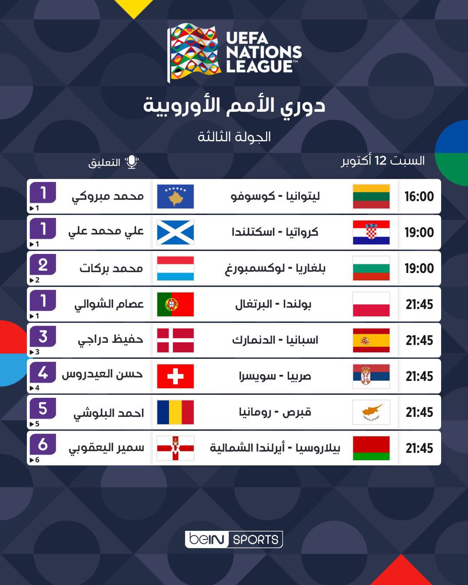 🚨 مباريات اليوم في دوري الأمم 🚨