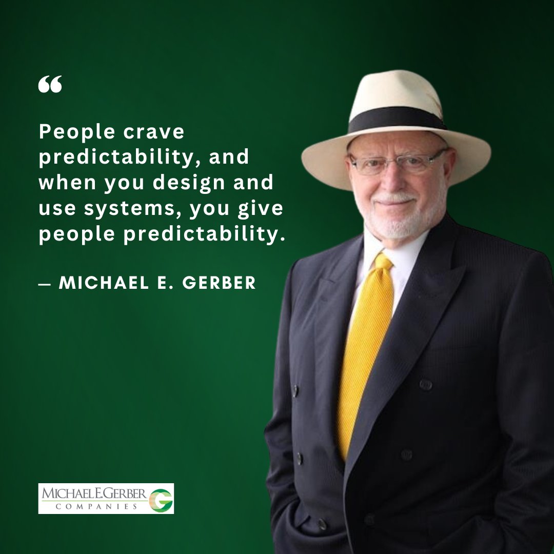 People love systems. They provide certainty!

Let's create a predictable and enjoyable experience for your customers.

#Entrepreneurship #BusinessCoaching #Leadership #DreamThinkLead #BusinessSuccess #MichaelEGerber #EMyth