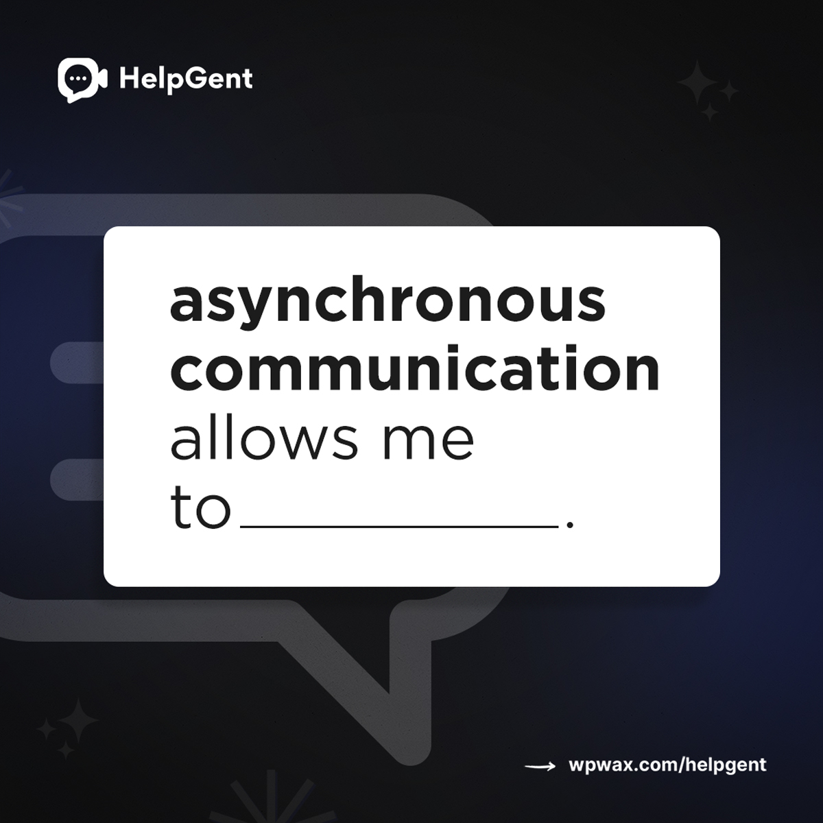 HelpGent's tweet image. &quot;Asynchronous communication allows me to ____.&quot;
How does it help you stay on top of things? Drop your answers below!
#communicationtools #effectivecommunication #asynchronouscommunication #workfromanywhere #teamcollaboration