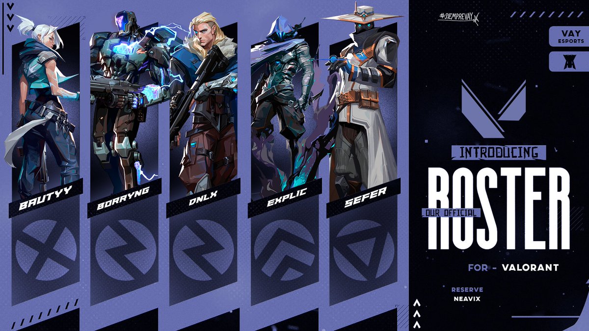 PRESENTACION | #VAYVALO

Nuestra academia ya no es academia @disixesports
Presentamos nuestro roster para este split de  @Tormentavales

👤 @BautyF_ 
👤 <a href="/DemonsBorryng/">Borryng</a> 
👤 <a href="/DaNiLoMas10/">MST dnlX</a> 
👤 <a href="/EtyExplic/">INFTY Explic</a> 
👤 <a href="/SeferFG19/">Sefer</a> 
👤 @nevixa3 

#SiempreVAY #Valorant #circuitotormenta