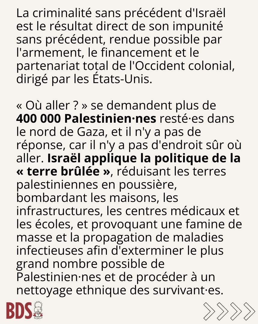 Campagnebds's tweet photo. ALERTE URGENTE D’ACTION
L’État génocidaire israélien a lancé une campagne d'extermination contre 400 000 Palestinien·nes dans le nord de Gaza.
Agissez maintenant pour aider à mettre fin au #GazaGenocide d'Israël !

https://t.co/4TU91YMLGC https://t.co/2ijRi4oCgD