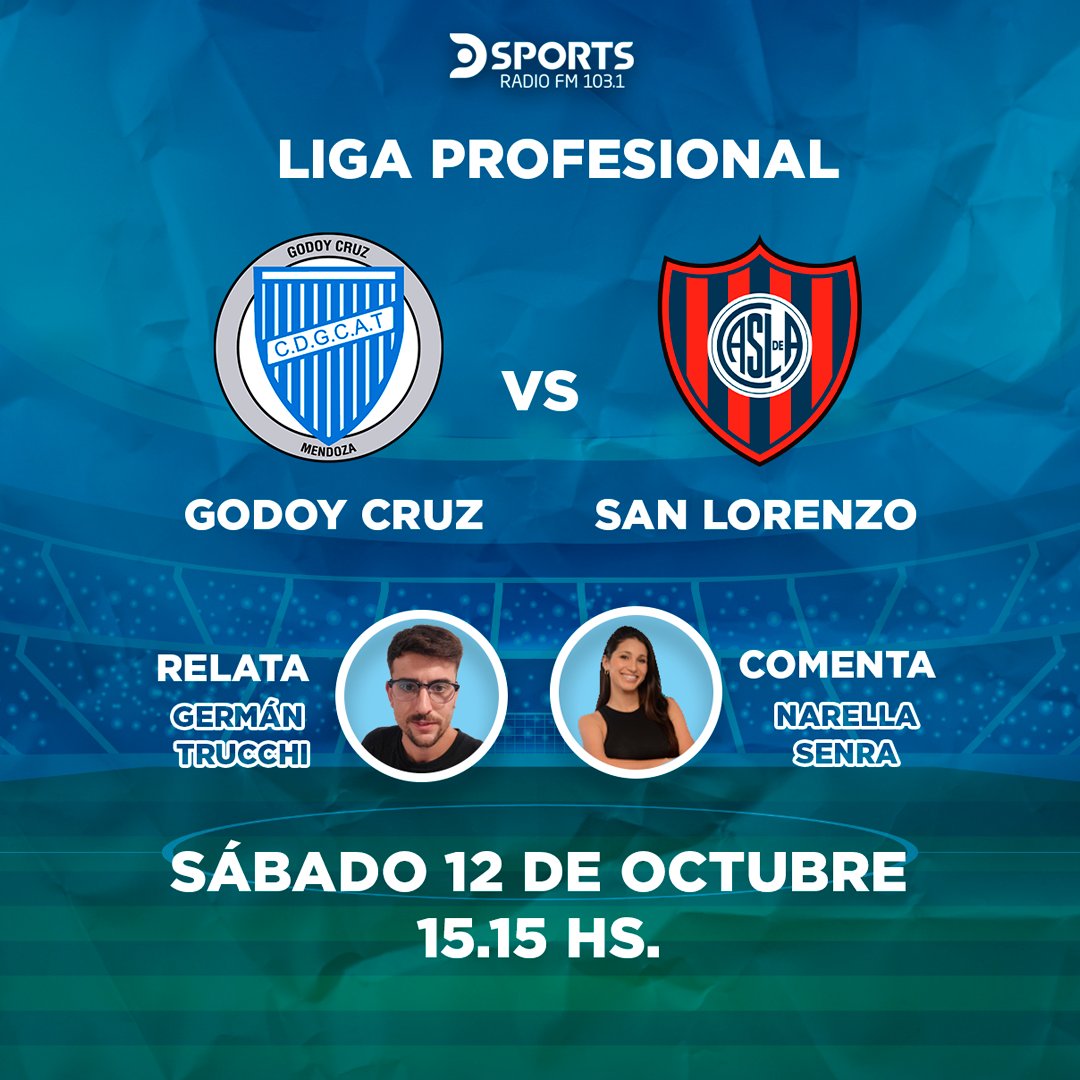 ¿Fecha FIFA? Igual hay fútbol argentino, y lo vivís en DSPORTS Radio FM 103.1 #ElSonidoDelDeporte 🔥

📻 Desde las 15.15 prendete a la reanudación de #GodoyCruz - #SanLorenzo, con los relatos de <a href="/gtrucchi_/">German</a> y los comentarios de <a href="/nanisenra/">Nani Senra 🎙</a>