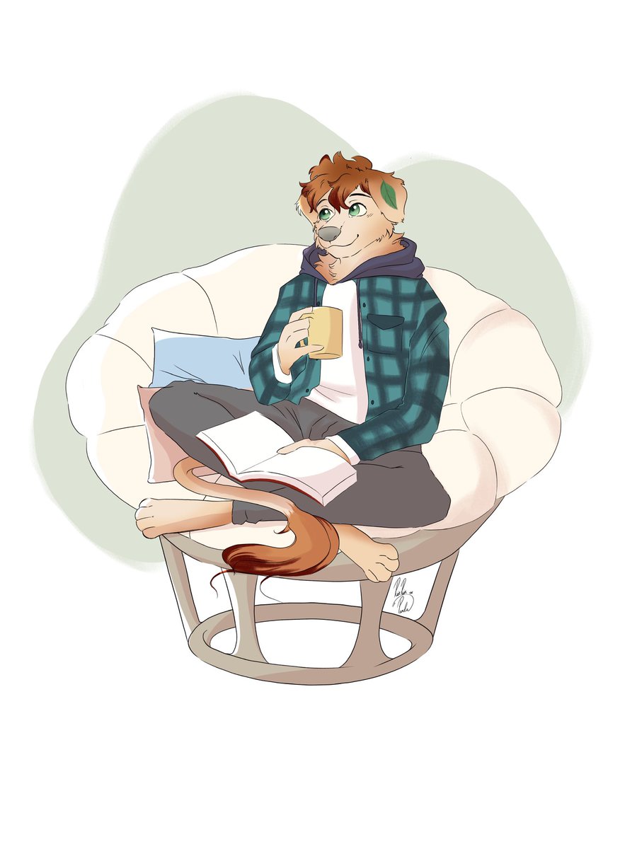 RinRinRyland's tweet photo. Here is yet another comission I did recently!   

💙💚 Meet Theo 💚💙 

#comission #comissionart #furrycomisison #disney #anime #disneyanime #animal #animalart #papasan #papasanchair #furry #furryart #furrycommunity #reading #chilling #relaxing #readingtime #dog #lion https://t.co/vx2Havanvc