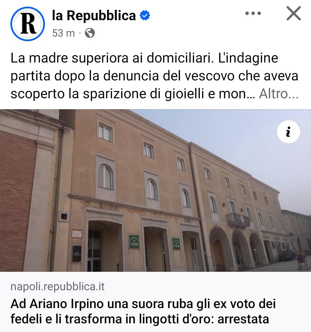 MauroVanDerV's tweet image. Quando l'hanno arrestata le hanno gridato:
"SUOR PRESA!!!" 🤣🤣🤣
#suora #ladra #arrestata #arresto #arianoirpino