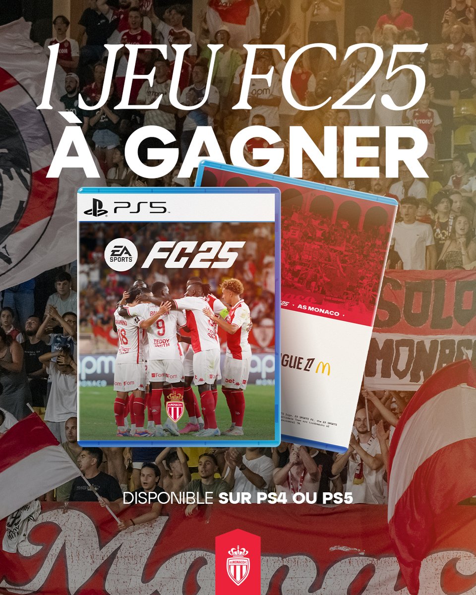 AS_Monaco's tweet image. 𝗢𝗻 𝘃𝗼𝘂𝘀 𝗳𝗮𝗶𝘁 𝗴𝗮𝗴𝗻𝗲𝗿 𝟭 𝗷𝗲𝘂 #FC25 🎁

Pour participer :
👉 RT &amp;amp; follow @AS_Monaco
👉 Mentionne 1 ami(e) en commentaire

Tirage au sort mercredi 16/10, bonne chance à tous 🍀