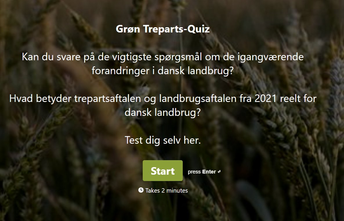 /// NY QUIZ OM DEN "GRØNNE" TREPART /// Prøv den nye quiz her: pukhbygslde.typeform.com/to/tfoRitfH?fb…… Skriv hvor mange rigtige svar du fik! 
Husk at dele opslaget så mange kan se hvor kloge de er om Den "Grønne" Trepart #dkpol