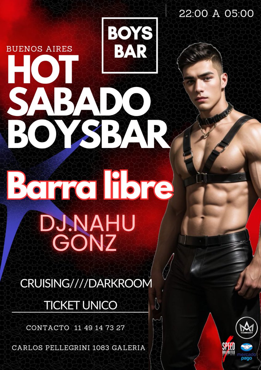 LaMorbo_ok's tweet photo. #Sábado te brindamos #BARRALIBRE de 22a03am//@Boysbarok te espera con #DjNahuGonz Con lo mejor de su música en la noche!🎧🎶//
Disfruta con @Losfiesterosboy @fiesterosbaires hasta las 5am //#Cruising #DARKROOM ticket único 14900 #fiesteros https://t.co/j9ghvdzCaG