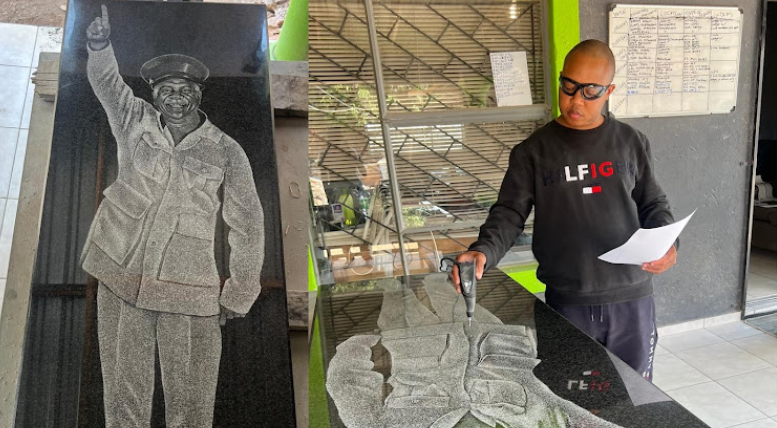 TimesLIVE's tweet photo. The late gospel singer Solly Moholo's tombstone is a work of art done by self-taught visual artist and tombstone designer Oscar Dlamini.

https://t.co/V6jvzaDLAH https://t.co/5YkGwv1fNq