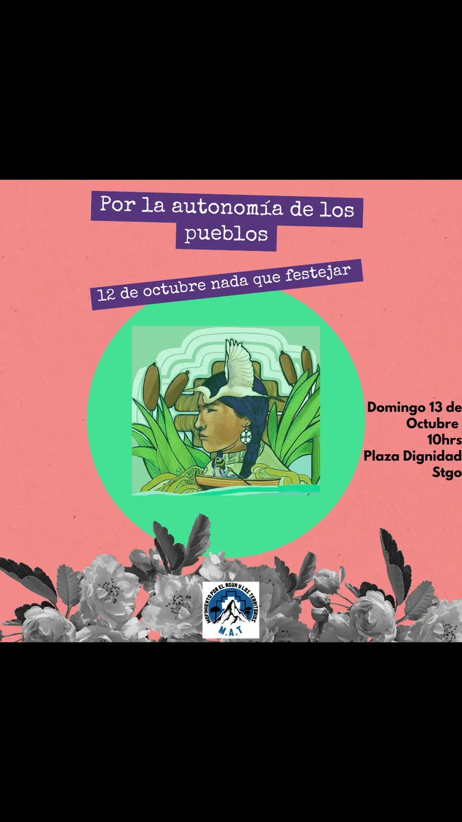 [🔵Domingo 13 de Octubre]

A reencontrarnos en las calles

Por la Autonomía de los Pueblos
12 de Octubre nada que celebrar!

10 hrs : Plaza Dignidad/ Winkul Welen

#AguaParaLaVida 
#AguaParaLosPueblos 
#palestinalibre🇵🇸 
#libertadpresospoliticosmapuche
