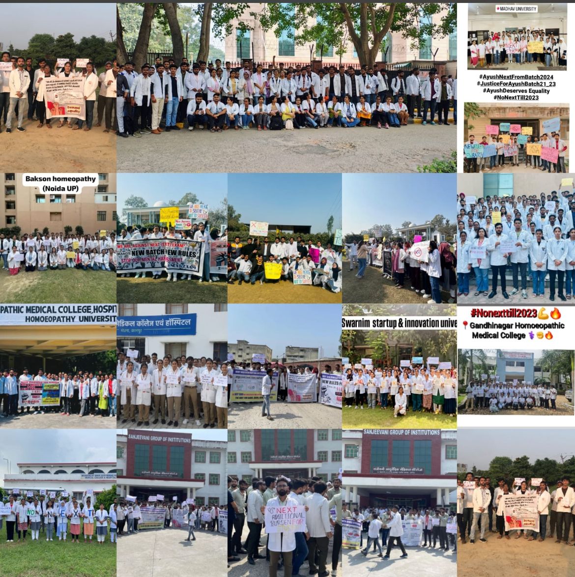 FAISALK63777481's tweet photo. Ayush Students from All over India protested against NEXT exam.
#JusticeForAyushBatch21_23 
@mpprataprao
@moayush 
@narendramodi 
@nsui 
@ABPNews 
@dhruv_rathee 
@BhimArmyChief 
@dhruv_rathee 
@INCIndia 
@PMOIndia 
@RahulGandhi 
@TheDeshBhakt 
@SupriyaShrinate 
@ravishndtv https://t.co/7xj8PKKctP