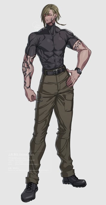 タトゥーと傷あり男描いた 