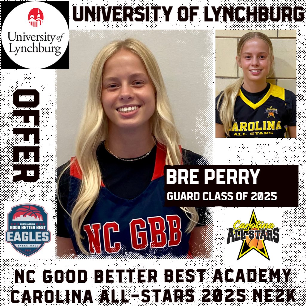 🚨Carolina All-Stars 2025 Offer: BRE PERRY🚨 

2025 Guard BRE PERRY <a href="/perrybre2025/">Breanna Perry</a> <a href="/NCGBBA/">NC GBB ACADEMY</a> receives OFFER from Univ. of Lynchburg <a href="/lynchburg_wbb/">Lynchburg Women’s Basketball</a> Head Coach Allison Nichols <a href="/CoachANichols/">Allison Nichols</a> 

Bre helped 2025 CAS NE2K to July Live Period 15-3 record &amp; Elite 8