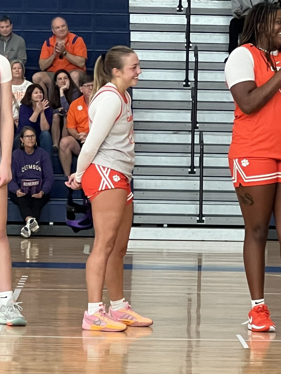The Clemson Tigers WBB team here in the Lowcountry practicing for the wknd -  new head coach Shawn Poppie trying to rally support, opening practice to fans in N.Charleston. 

Katelyn Grisillo - the Bishop England grad now an asst and Kylee Kellermann from Philip Simmons back
