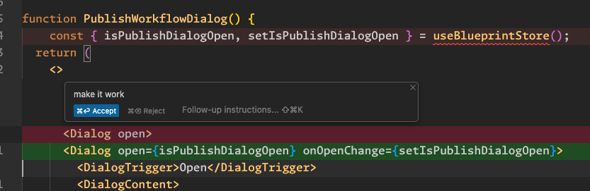 Cursor is making us quite lazy... Using the inline edits with the right keybinds feels so quick and comfortable. You don't even need to tell anything to the LLM, just 'make it work'