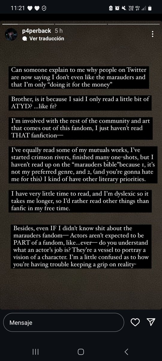 I think ethan and others cosplayer need to realize that they are part of the fandom and not doing us a favor and like just taking this as a job, if you are creating it should come from a fan place so if you don't like the marauders or don't feel part of the fandom