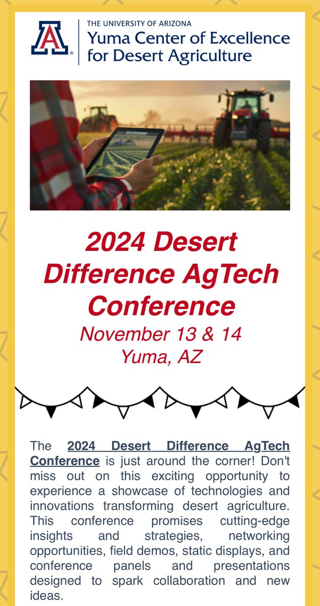 The 2024 Desert Difference AgTech Conference is coming up! Have you registered? desertagsolutions.org/events/desert-…