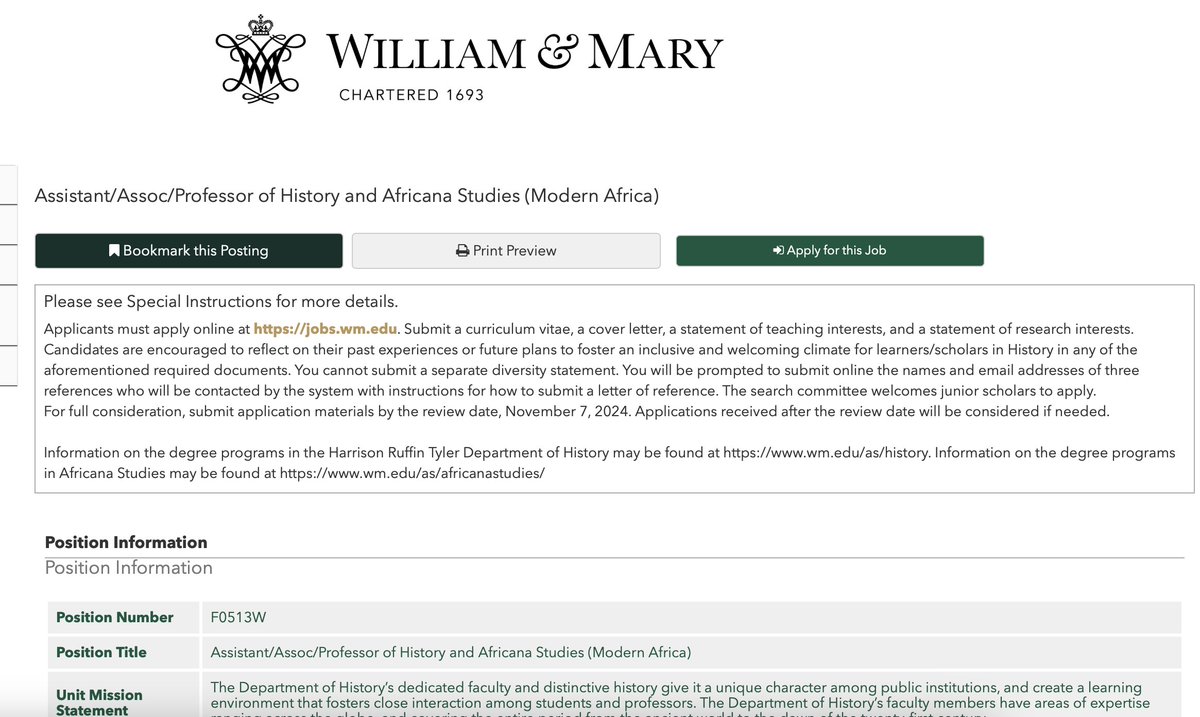 Chinese in Africa/Africans in China Research Ntwrk (@caac_network) on Twitter photo open rank position in History and Africana Studies (Modern Africa) at <a href="/williamandmary/">William & Mary</a> jobs.wm.edu/postings/62341… open rank position in History and Africana Studies (Modern Africa) at <a href="/williamandmary/">William & Mary</a> jobs.wm.edu/postings/62341…