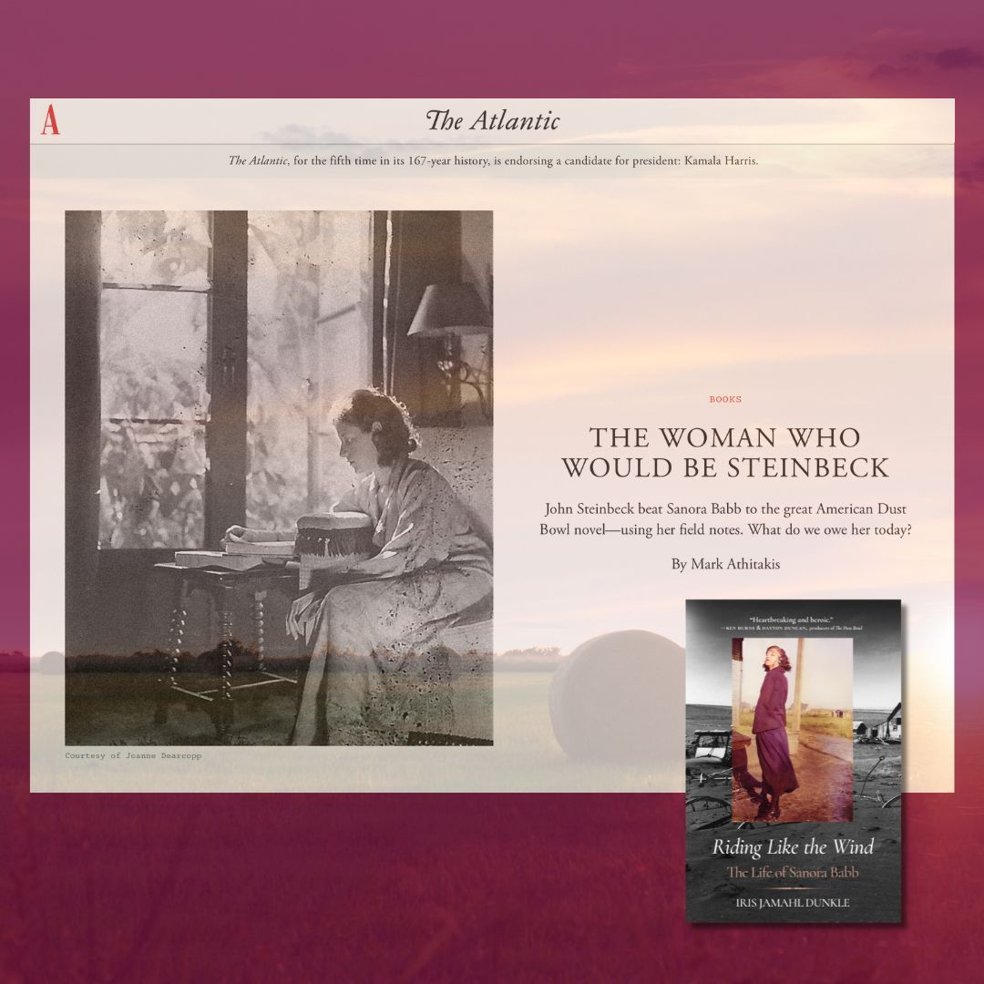 A reclamation of Sanora Babb? We think so! <a href="/irjohnso/">Iris Jamahl Dunkle</a> new biography Riding Like the Wind: The Life of Sanora Babb in @theatlantic

theatlantic.com/books/archive/…