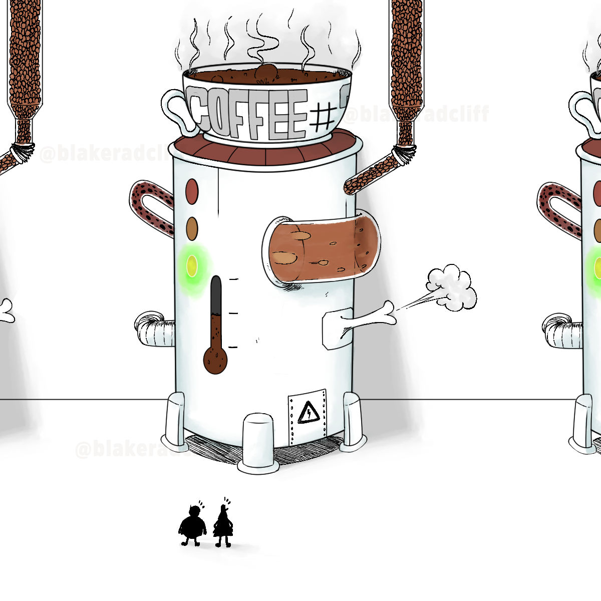 BlakeRadcliff1's tweet photo. Day 6: Coffee
Barry and Trevor visiting a coffee factory, admiring the machinery. ☕

#inktober #inktober2024 #sketch #drawings #inking #outofshape #coffee #colorinking #color #brown #trevor #shapes #factory #linework #doodle #quickdoodle #barry https://t.co/HxHqPktTaA
