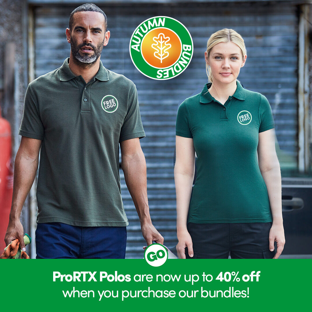 These fantastic bundles include durable Pro RTX Polo Shirts that come in Men’s and Women’s sizes. Customise them to your liking. Choose between print and embroidery, and we will place your logo or design in one position at no extra charge! bit.ly/4eCEFHa #workwear