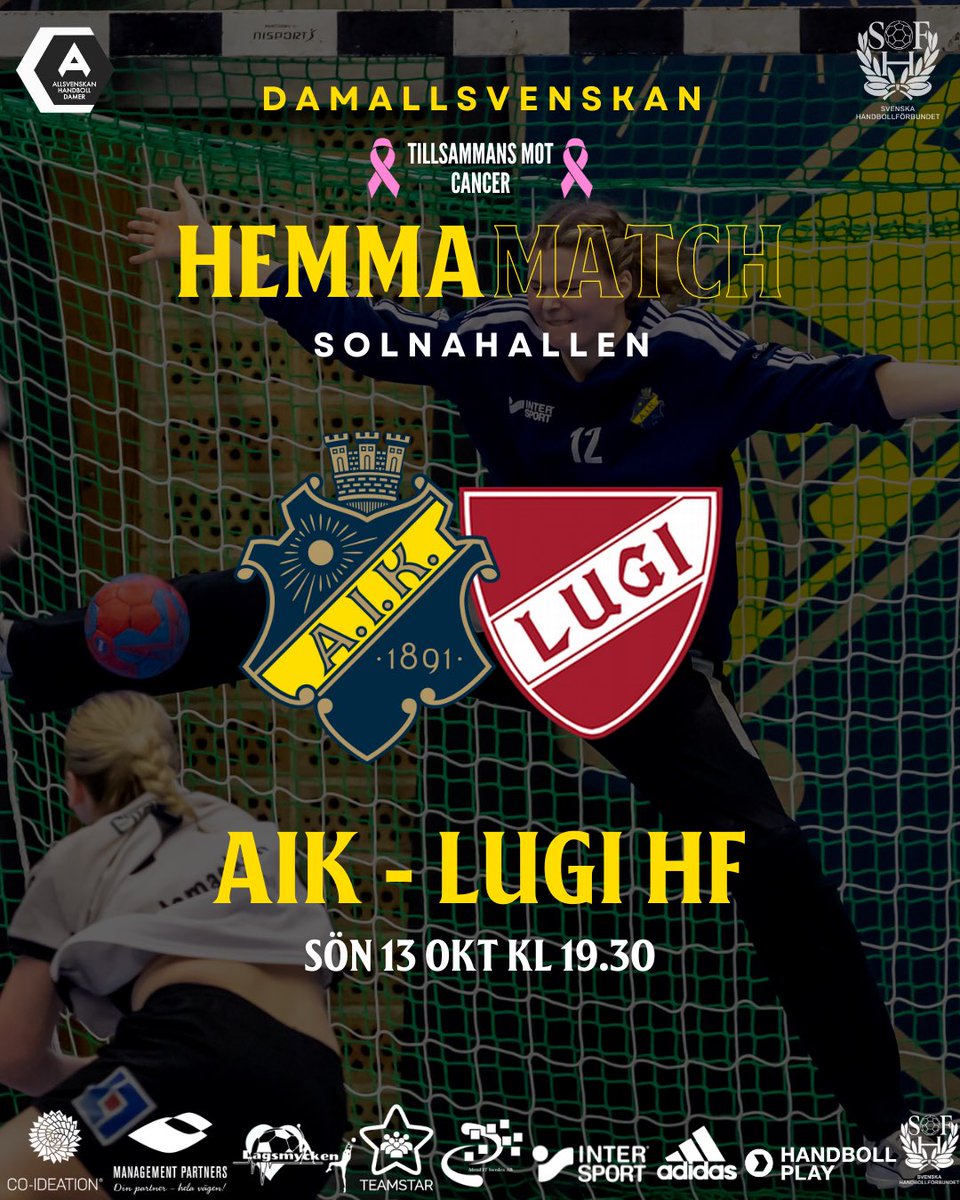 Imorgon söndag tar vi emot Lugi hemma i Solnahallen 19:30. Kom och stötta oss på plats! 🔥