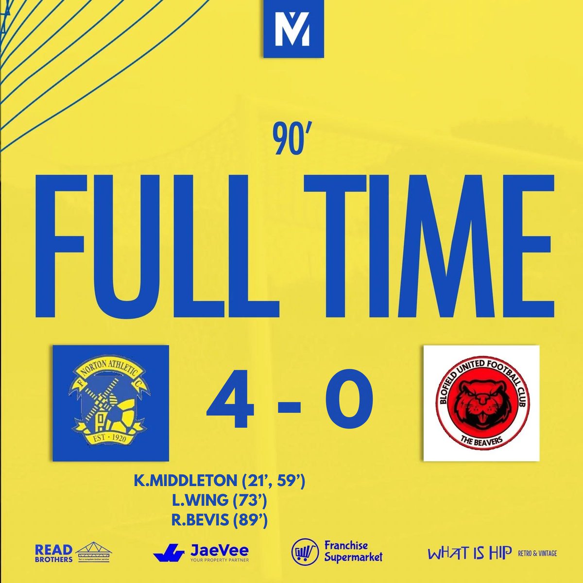 𝙁𝙐𝙇𝙇 𝙏𝙄𝙈𝙀 - 𝗙𝗜𝗥𝗦𝗧 𝗧𝗘𝗔𝗠

It’s all over at The Highfield.

The Millers progress to the last 16 of the Cyril Ballyn Cup 🏆

The <a href="/BUFCbeavers/">Blofield United</a> Res keeper was unbelievable 👏🏻 he made some huge saves.

MOTM went to <a href="/LewThompson_/">Lewis Thompson</a> 🏆 

🟡🔵

#UpTheMillers || #AngCom