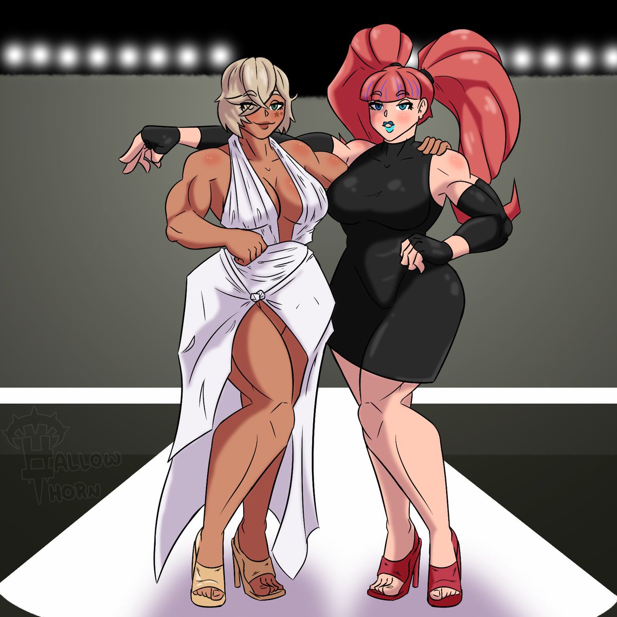 One thing a little different from the usual but also just as great in my eyes, this stunning catwalk show of Vilvet together with another amazing oc Being Cherry (who belongs to my best buddy <a href="/MuscleSpirit/">MuscleSpirit</a> ), drawn by the ever talent <a href="/hallow_thorn/">HallowThorn (Commissions CLOSED )</a>, go make follow them NOW