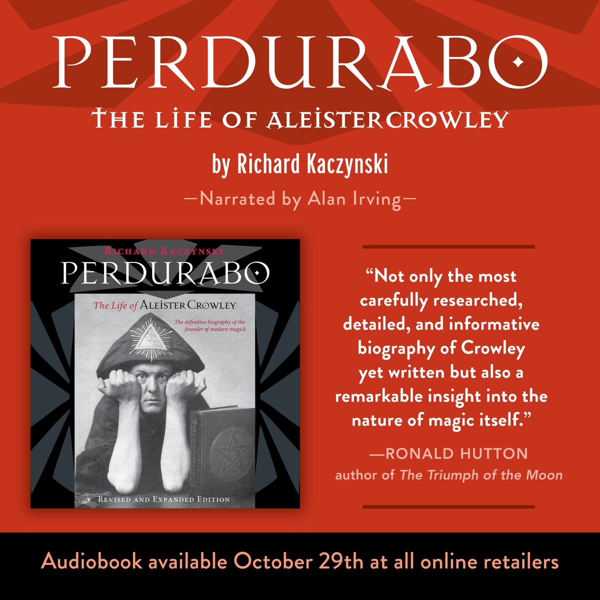 Aleister Crowley’s 149th birthday (October 12, 1875) seems like a good time to remind y’all that the long-awaited audiobook of “Perdurabo: The Life of Aleister Crowley” drops in 17 days. <a href="/NAtlanticBooks/">North Atlantic Books</a>