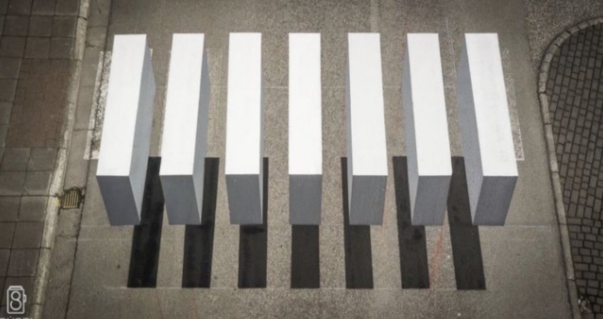 TrungTPhan's tweet photo. This “Floating Crosswalk" in Iceland was an interesting idea: painted on the street to look 3D from all angles (meant to slow down traffic). https://t.co/i1roYeVnF8