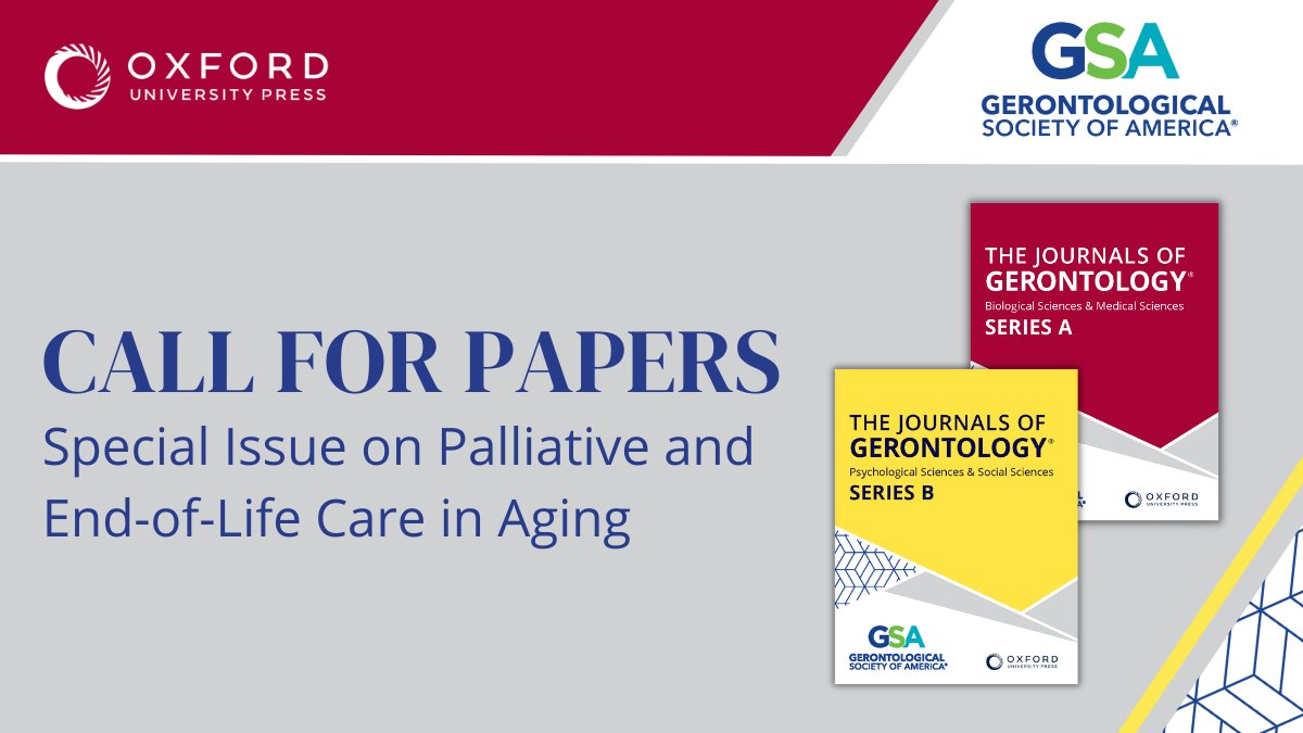 OUP Medicine (@oupmedicine) on Twitter photo Are you researching #palliativecare and end-of-life care for older adults?
Consider contributing to the upcoming joint issue from <a href="/geronsociety/">Gerontological Society of America (GSA)</a>, and help us shape the future of gerontological care.
Submit before January 2025 to be included: oxford.ly/3Ybx7W6 Are you researching #palliativecare and end-of-life care for older adults?
Consider contributing to the upcoming joint issue from <a href="/geronsociety/">Gerontological Society of America (GSA)</a>, and help us shape the future of gerontological care.
Submit before January 2025 to be included: oxford.ly/3Ybx7W6